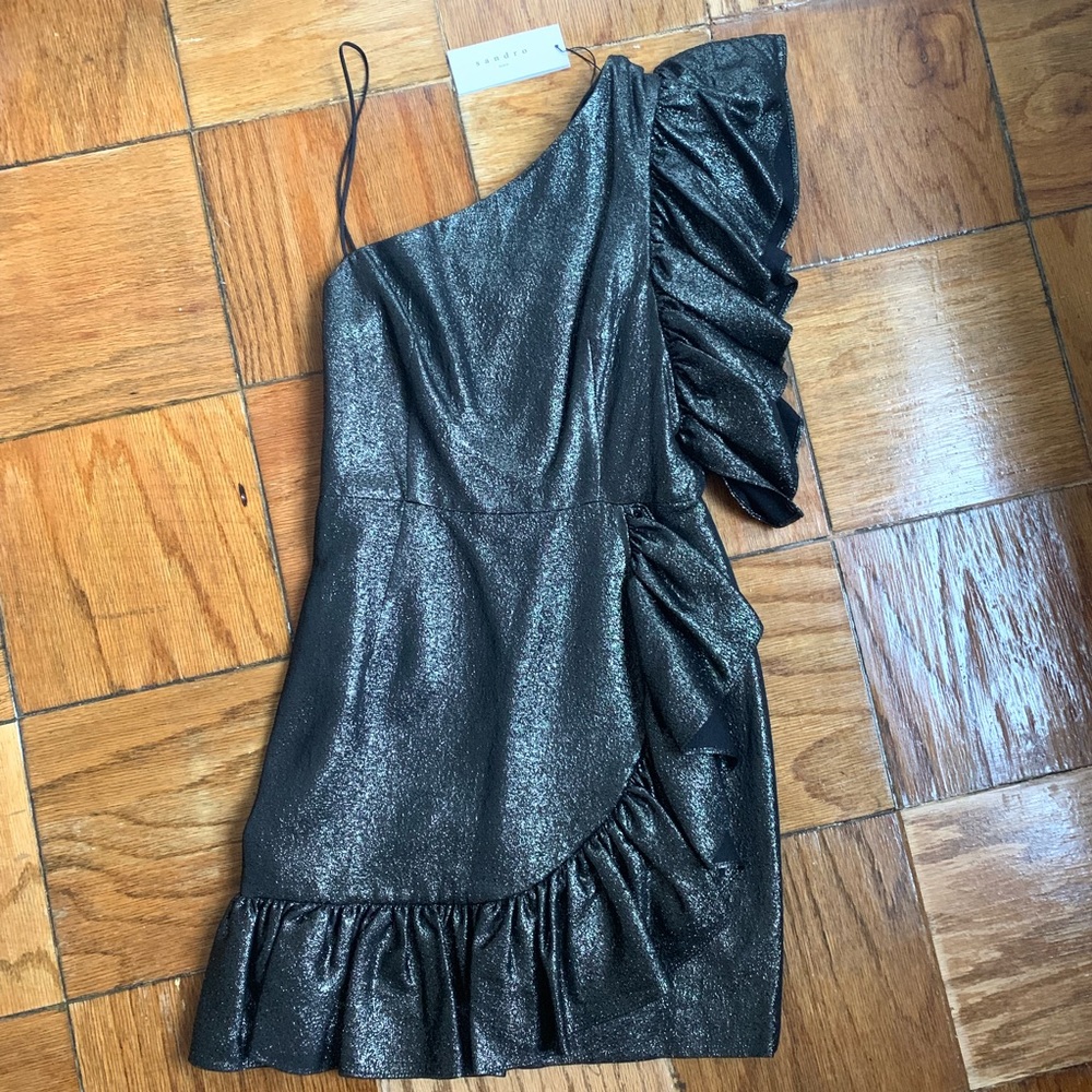 Sandro Effie Ruffled Metallic Dress - Picture 7 of 8